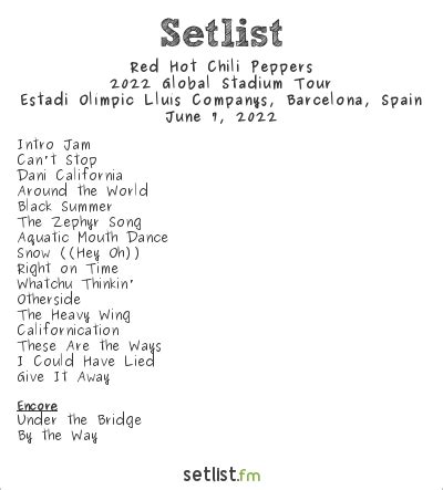 red hot chili peppers setlist